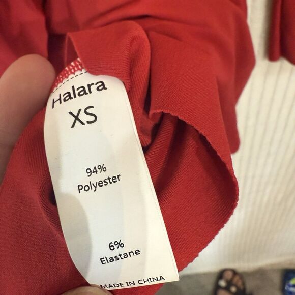 Halara Red Long Sleeve Ruched Handkerchief Hem Mini Dress Size XS NWT - Picture 7 of 10